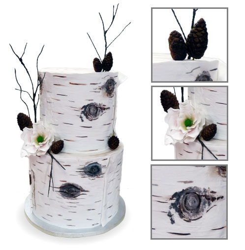 Birch Texture Wedding Cake